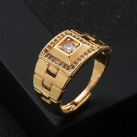 Fashion New Style Men's Copper Gold-plated Micro Inlaid Zircon Geometric Tail Ring main image 5