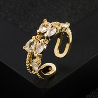 Fashion Copper Plated Real Gold Color Zircon Women 's Ring main image 5