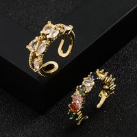 Fashion Copper Plated Real Gold Color Zircon Women 's Ring main image 1