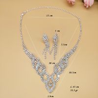 Wedding Dress Bride Hollow Full Diamond Women's Copper Necklace And Earrings Two-piece Set main image 5