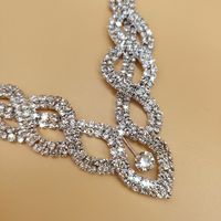 Hochzeits Kleid Braut Hohl Voller Diamant Damen Kupfer Halskette Und Ohrringe Zweiteiliges Set main image 4
