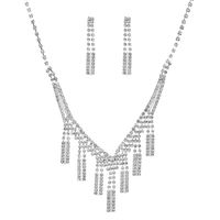 Nouveau Nuptiale Ornement Plein Diamant Ensemble Femmes De Gland Multi-couche De Cuivre Collier main image 4