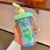 Fashion Straw Mixing Double-layer Plastic Cup Wholesale sku image 4