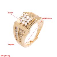Fashion Copper Plated Real Gold Inlaid Zircon Geometric Men's Ring main image 5