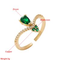 Kupfer Reales Gold Überzogen Micro Intarsien Grün Zirkon Herz-geformte Frauen Ring main image 4
