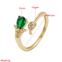 Copper Plated Gold Inlaid Zircon Geometric Open Ring Accessory Female main image 6