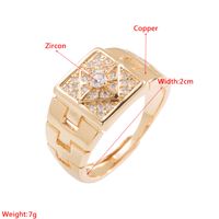 Fashion Geometric Copper-plated Gold Inlaid Zircon Men's Ring main image 6