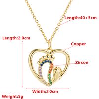 Fashion Pure Copper Color Zircon Mama Heart Pendant Necklace Mother's Day Ornament main image 8