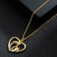 Fashion Pure Copper Color Zircon Mama Heart Pendant Necklace Mother's Day Ornament main image 7