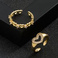 Fashion Copper-plated Gold Micro-inlaid Zircon Heart Ring main image 6