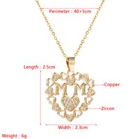 Mother's Day Ornament Mom Letter Heart Necklace Copper-plated Gold Diamond Inlaid Clavicle Chain Women main image 8