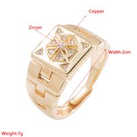 Fashion Copper Micro Inlaid Zircon Geometric Thick Ring main image 6