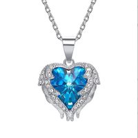 Fashion Popular Ornament Rhinestone Love Crystal Angel Wings Necklace main image 2