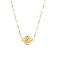 Fashion Plated 14k Gold Pendant Simple Four-leaf Copper Necklace sku image 1
