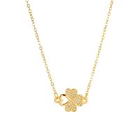 Fashion Plated 14k Gold Pendant Simple Four-leaf Copper Necklace sku image 3