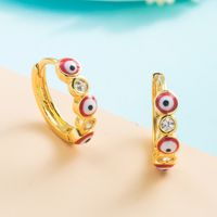 Devil 's Eye Copper-plated Gold Colorful Oil  Diamond Female Fashion Earrings main image 5