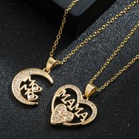 Mother's Day Copper Fashion Clavicle Chain Simple Mom Letter Diamond Pendant Necklace main image 1