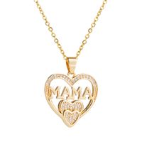 Mother's Day Copper Fashion Clavicle Chain Simple Mom Letter Diamond Pendant Necklace main image 2