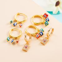 New Colorful Zircon Copper Gold-plated Devil 's Eyes Drop Oil Earrings main image 1