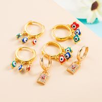 New Colorful Zircon Copper Gold-plated Devil 's Eyes Drop Oil Earrings main image 6