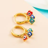 New Colorful Zircon Copper Gold-plated Devil 's Eyes Drop Oil Earrings main image 4
