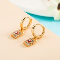 New Colorful Zircon Copper Gold-plated Devil 's Eyes Drop Oil Earrings main image 3