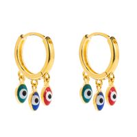 New Colorful Zircon Copper Gold-plated Devil 's Eyes Drop Oil Earrings main image 2