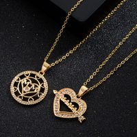 New Mother's Day Ornament Fashion Mom Letter Heart Necklace Copper-plated Gold Diamond Inlaid Clavicle Chain main image 1