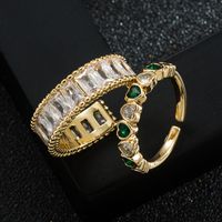Copper-plated Gold Inlaid Zircon Women's Opening Adjustable Ring main image 1