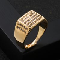 Fashion New Style Men's Copper Gold-plated Micro Inlaid Zircon Geometric Tail Ring main image 2
