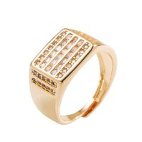 Fashion New Style Men's Copper Gold-plated Micro Inlaid Zircon Geometric Tail Ring main image 3