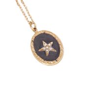 Fashion Geometric Oval Star Moon Copper Necklace Jewelry Plated 18k Gold sku image 4