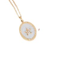 Fashion Geometric Oval Star Moon Copper Necklace Jewelry Plated 18k Gold sku image 5