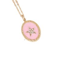 Fashion Geometric Oval Star Moon Copper Necklace Jewelry Plated 18k Gold sku image 6