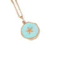 Fashion Geometric Oval Star Moon Copper Necklace Jewelry Plated 18k Gold sku image 1