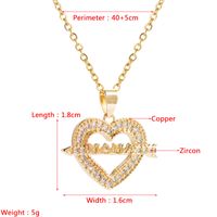 New Mother's Day Ornament Fashion Mom Letter Heart Necklace Copper-plated Gold Diamond Inlaid Clavicle Chain main image 7