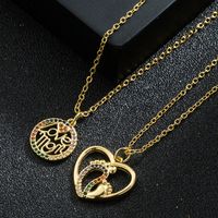 Fashion Pure Copper Color Zircon Mama Heart Pendant Necklace Mother's Day Ornament main image 1