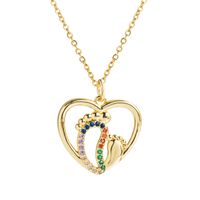 Fashion Pure Copper Color Zircon Mama Heart Pendant Necklace Mother's Day Ornament main image 3