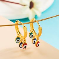 New Colorful Zircon Copper Gold-plated Devil 's Eyes Drop Oil Earrings sku image 2