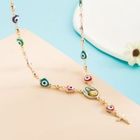 Fashion Jewelry Copper Inlaid 18k Gold Resin Character Necklace Devil's Eye Pendant Short Necklace Accessories sku image 5