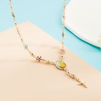 Fashion Jewelry Copper Inlaid 18k Gold Resin Character Necklace Devil's Eye Pendant Short Necklace Accessories sku image 2