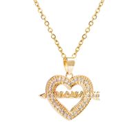 New Mother's Day Ornament Fashion Mom Letter Heart Necklace Copper-plated Gold Diamond Inlaid Clavicle Chain main image 4