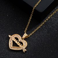 New Mother's Day Ornament Fashion Mom Letter Heart Necklace Copper-plated Gold Diamond Inlaid Clavicle Chain sku image 2