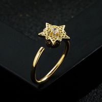 Fashion New Copper-plated Gold Micro Inlaid Zircon Dripping Devil's Eye Ring sku image 2