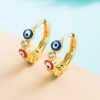 Devil 's Eye Copper-plated Gold Colorful Oil  Diamond Female Fashion Earrings sku image 3