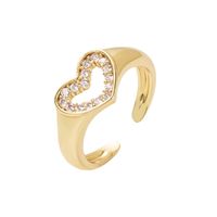 Fashion Copper-plated Gold Micro-inlaid Zircon Heart Ring main image 4