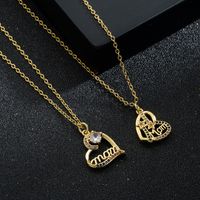 Européen Et Américain De Mode Amour Collier En Laiton Couleur Zircon Mère De Jour Amour En Forme De Coeur Maman Pendentif Clavicule Chaîne main image 1