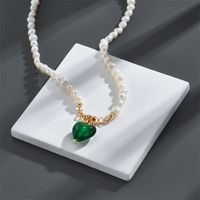 Fashion Heart-shaped Natural Freshwater Pearl Copper Necklace sku image 1