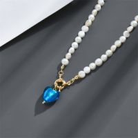 Fashion Heart-shaped Natural Freshwater Pearl Copper Necklace sku image 3