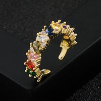 Fashion Copper Plated Real Gold Color Zircon Women 's Ring main image 2
